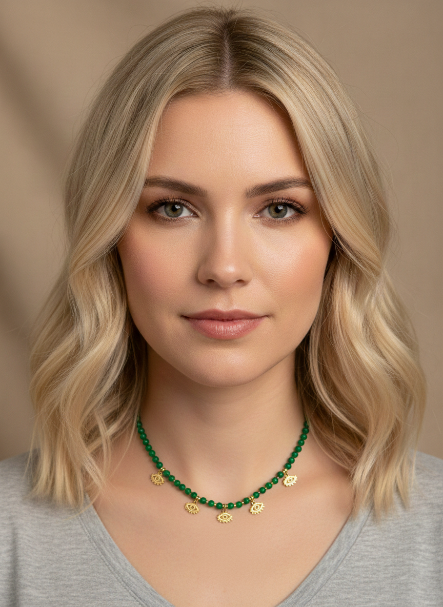 Collar verde con mini dijes - COLLAR Boutiquemirel 
