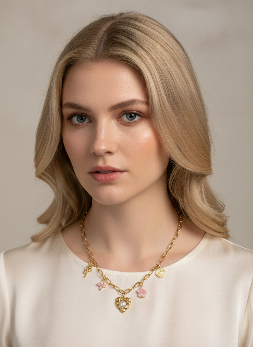 Collar dorado con dijes asimètricos - COLLAR Boutiquemirel 