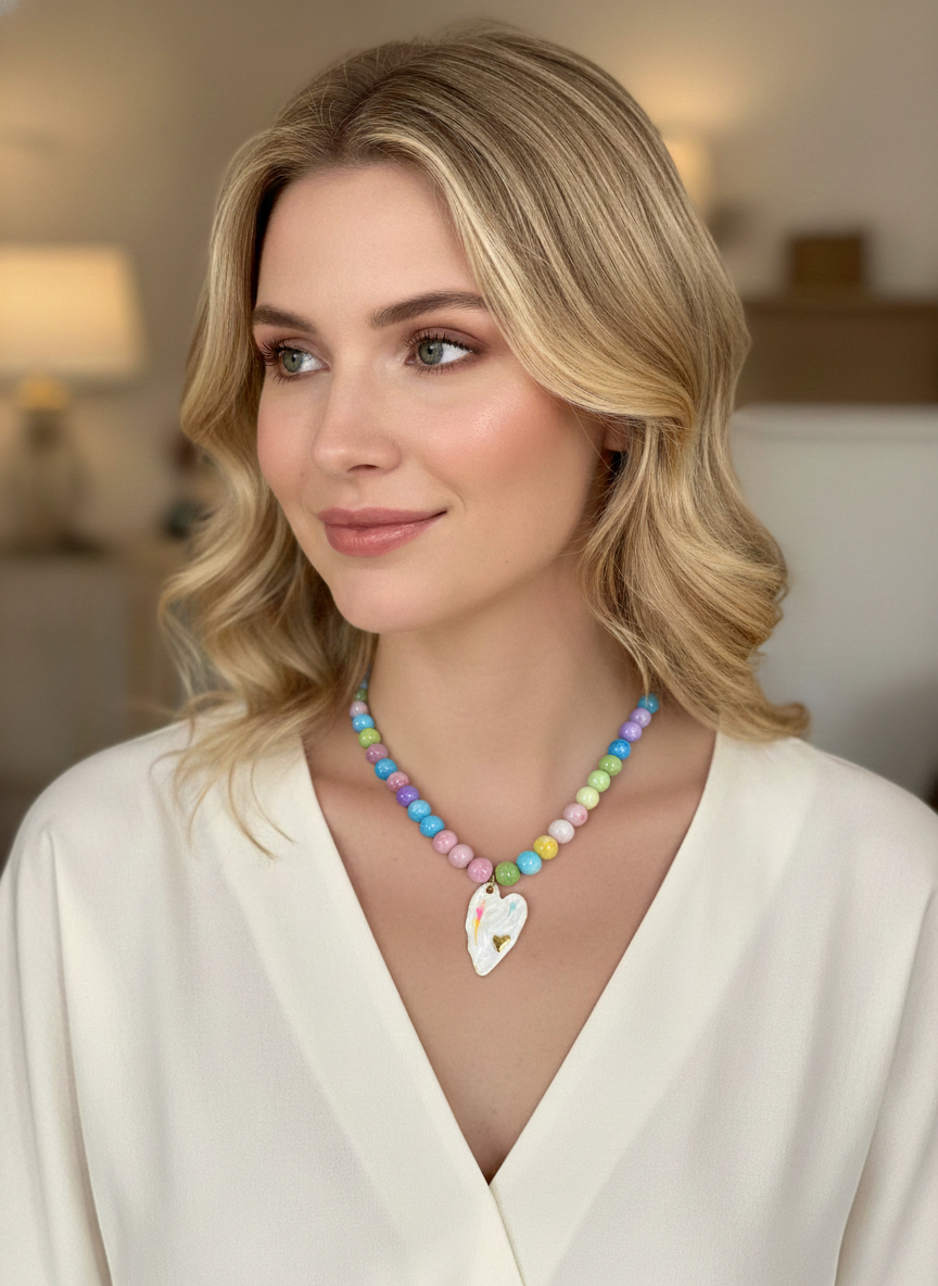 Collar multicolor con dije de corazòn - COLLAR Boutiquemirel 