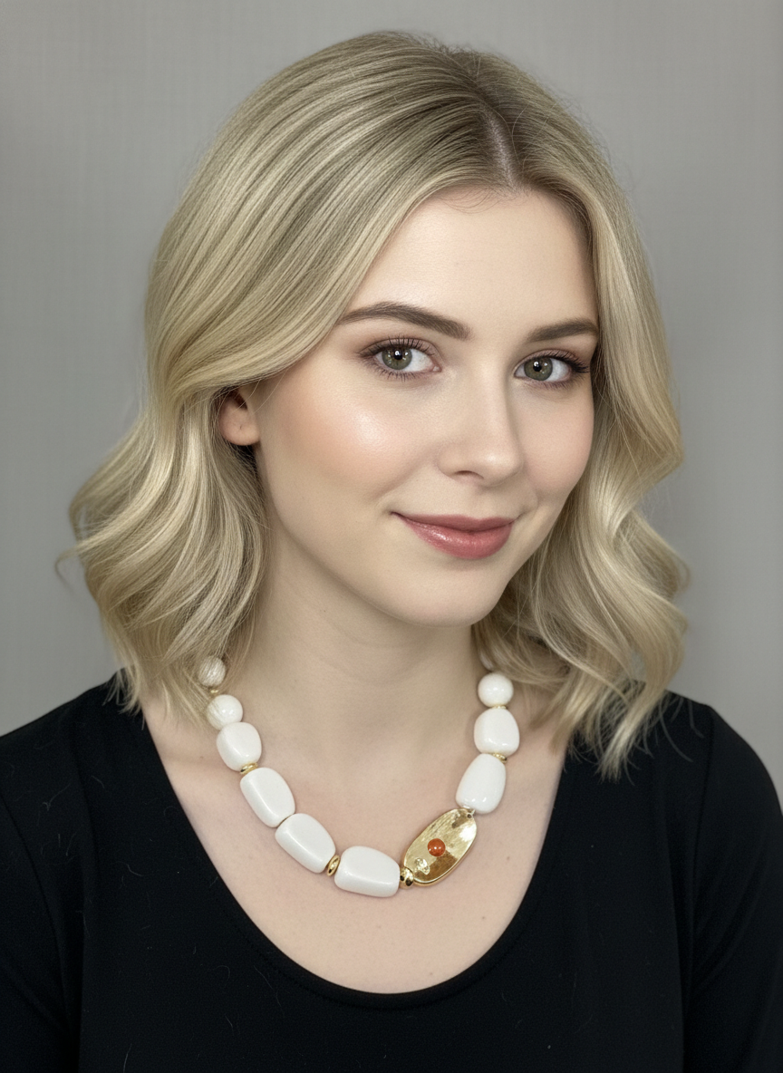 Collar Blanco Dorado - COLLAR Boutiquemirel 