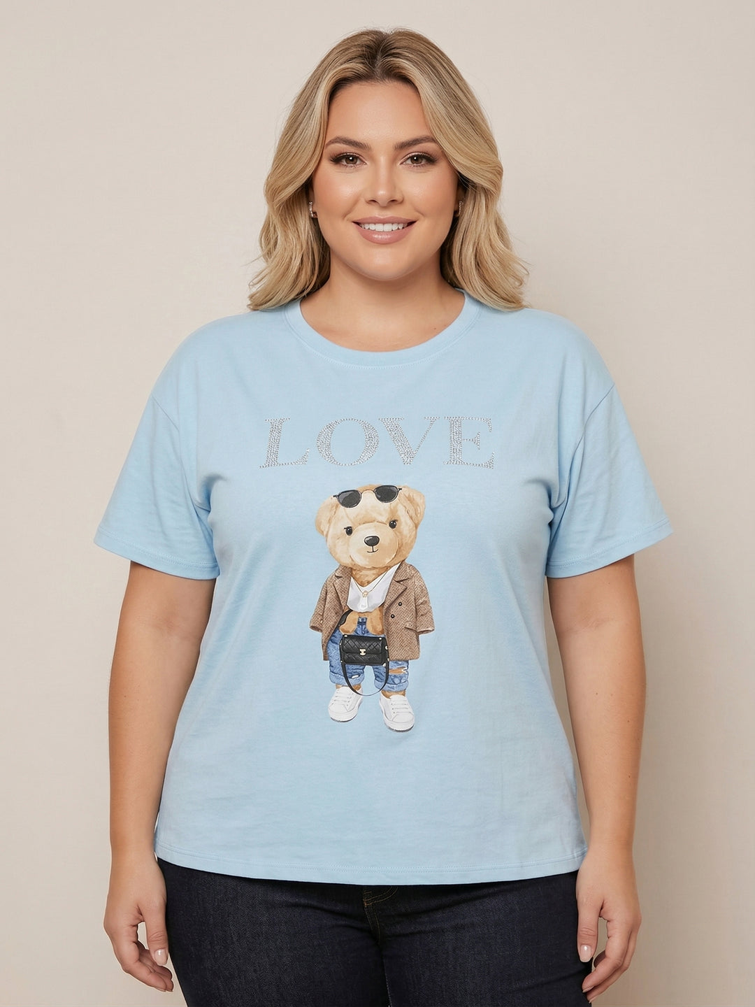 Blusa azul estampada love - BLUSAS CURVY Boutiquemirel 