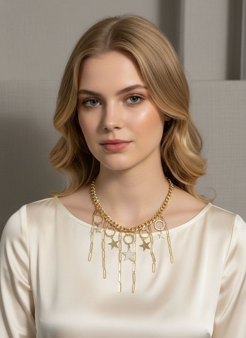 Collar dorado de estrellar - COLLAR Boutiquemirel 