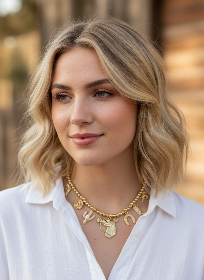 Collar dorado con dijes vaqueros - COLLAR Boutiquemirel 