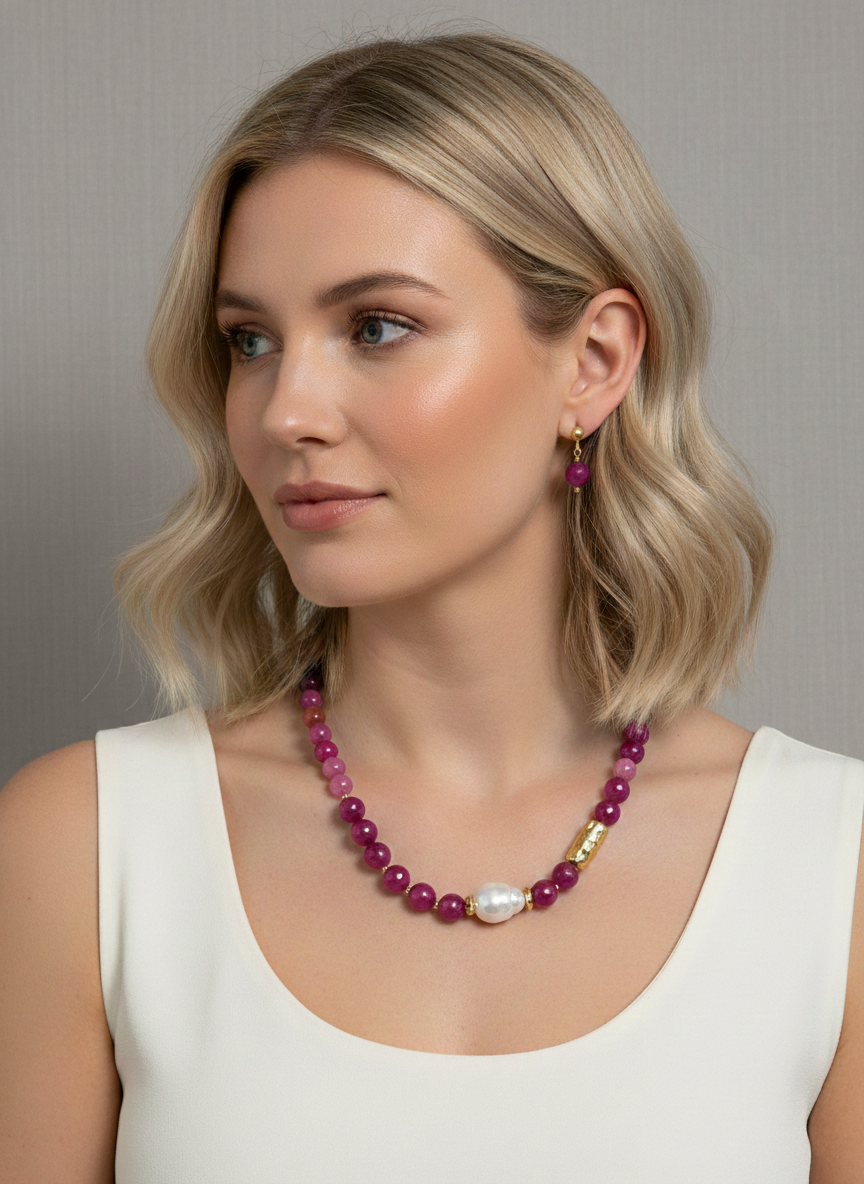 Set de collar fucsia - SET COLLAR Boutiquemirel 