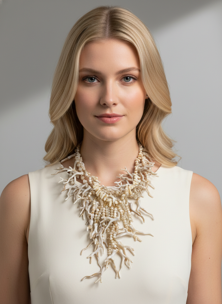 Collar de Arrecife color beige con blaco - COLLAR Boutiquemirel 