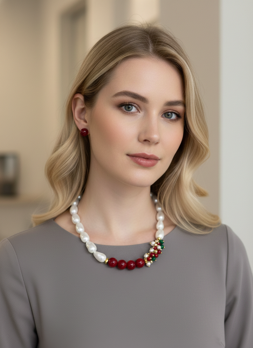 Set de collar blanco y vino - SET COLLAR Boutiquemirel 