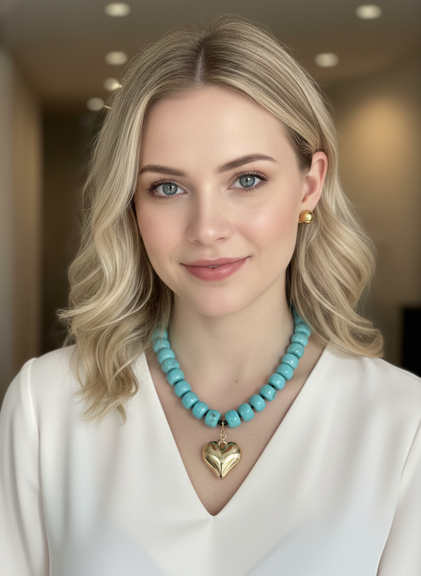 Set de collar azul con corazón - SET COLLAR Boutiquemirel 