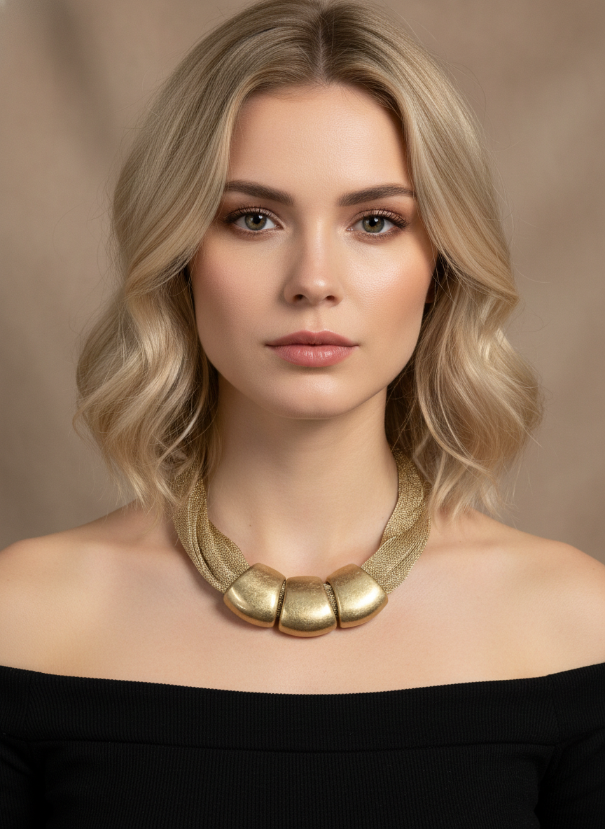 Collar dorado de malla - COLLAR Boutiquemirel 