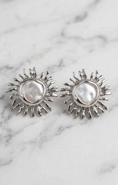 Arete en color plata forma sol - ARETES Boutiquemirel 