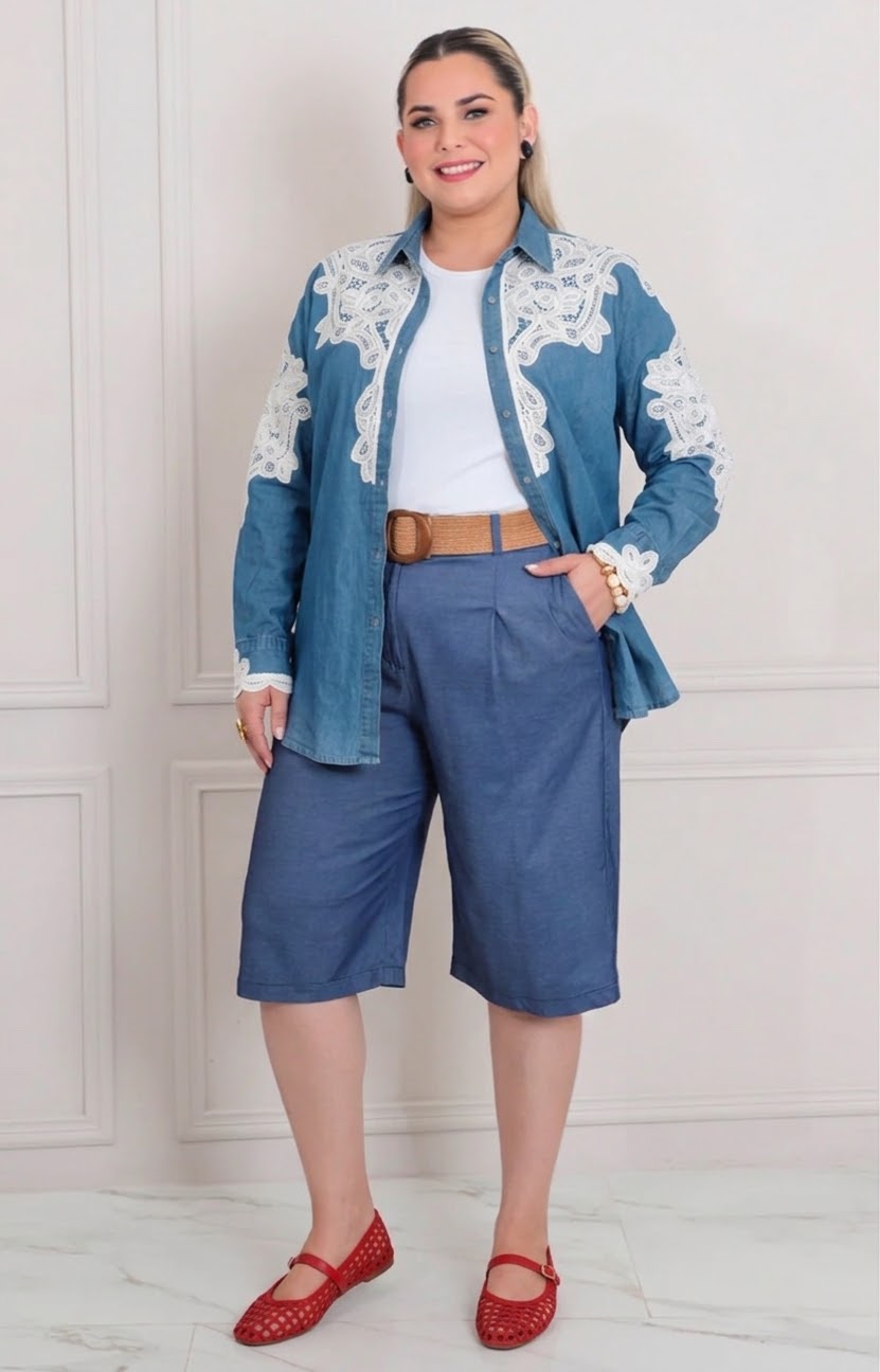 Blusa estampada de mezclilla