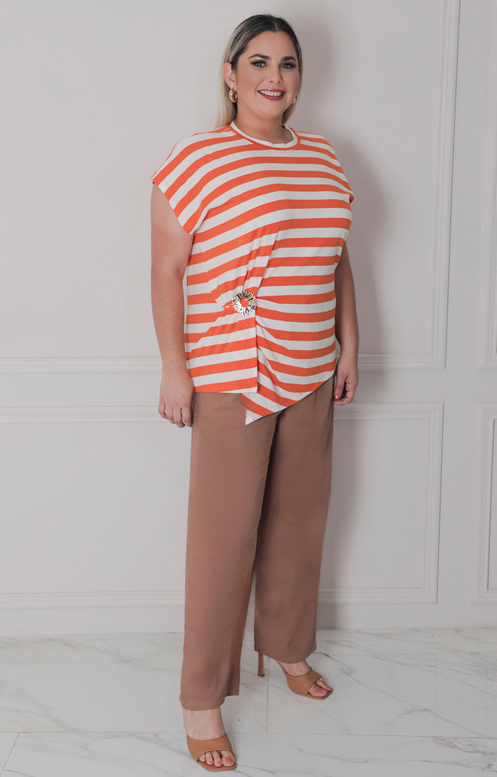 Blusa de rayas con hebilla dorada - BLUSAS CURVY Boutiquemirel 