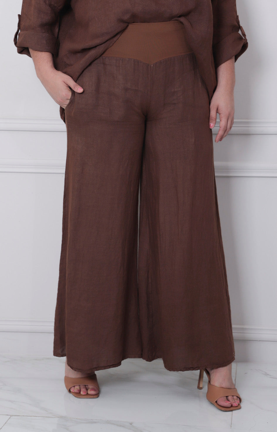 Pantalón de lino café - PANTALON Boutiquemirel 