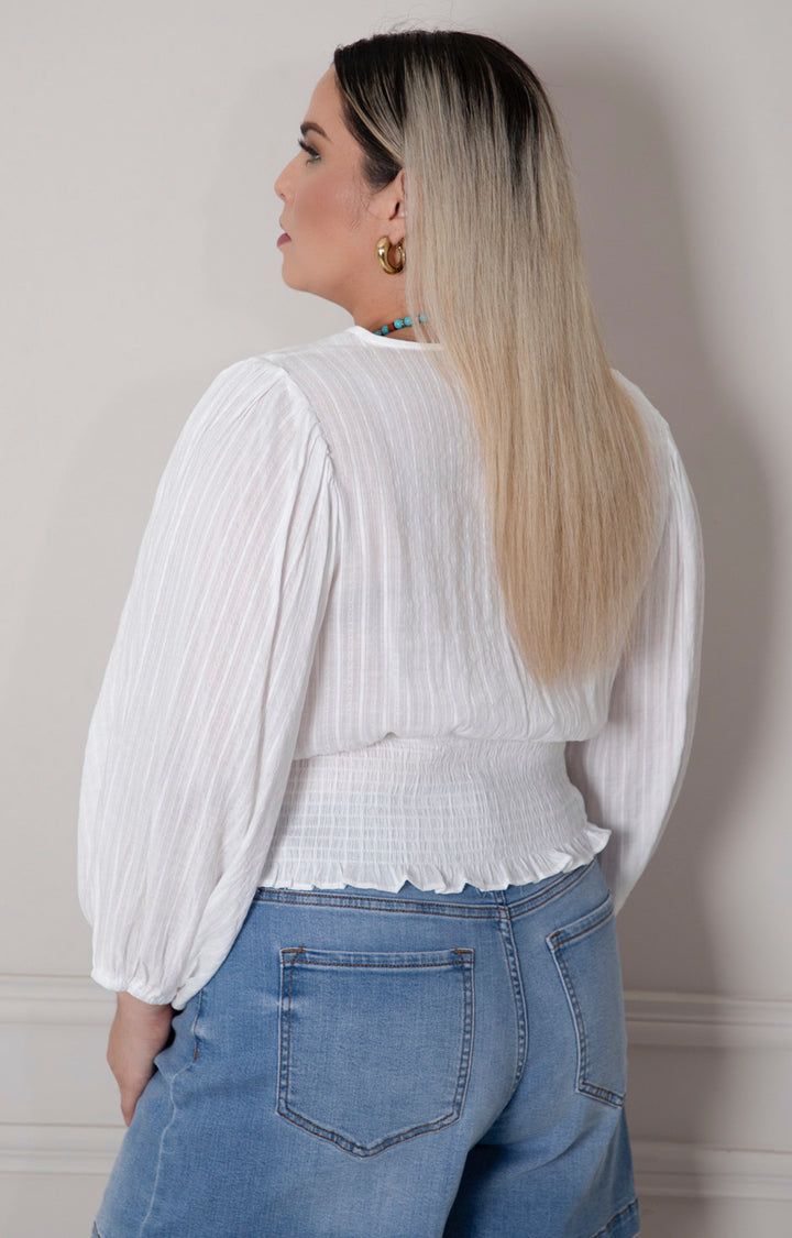 Blusa de manga larga con bordado - BLUSAS CURVY Boutiquemirel 