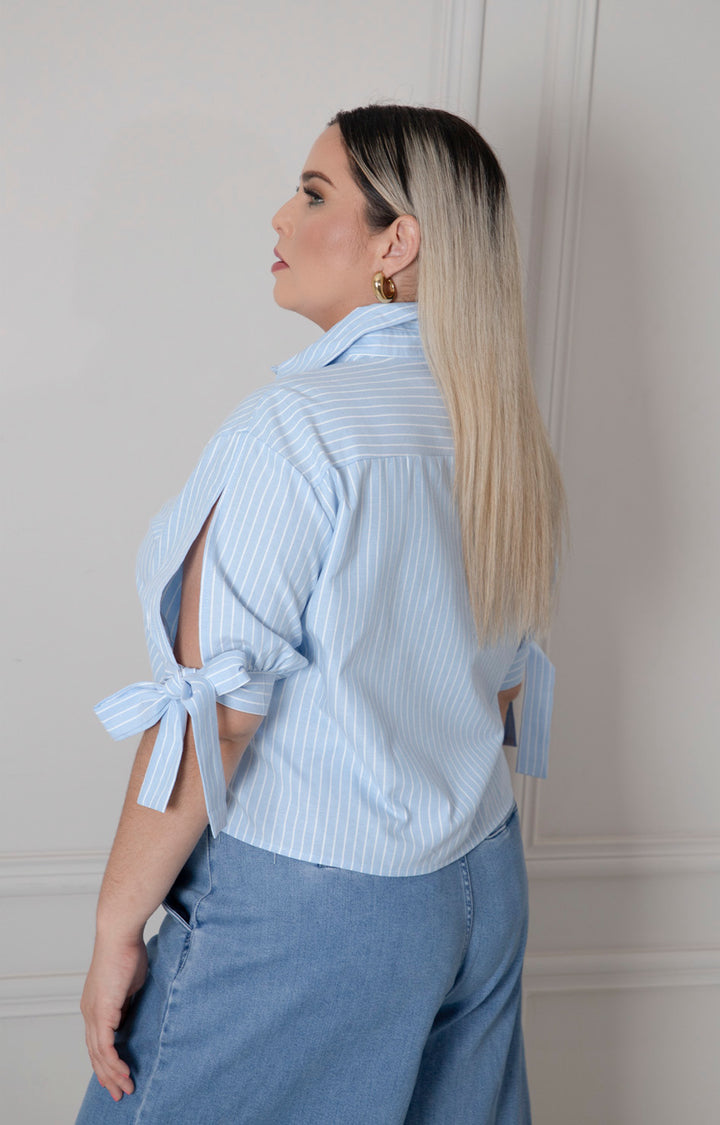 Blusa de rayas con botones - BLUSAS CURVY Boutiquemirel 