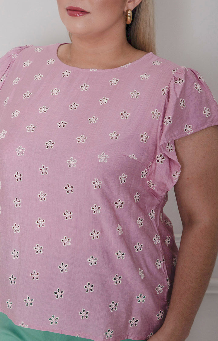 Blusa estampada con mangas volante - BLUSAS CURVY Boutiquemirel 