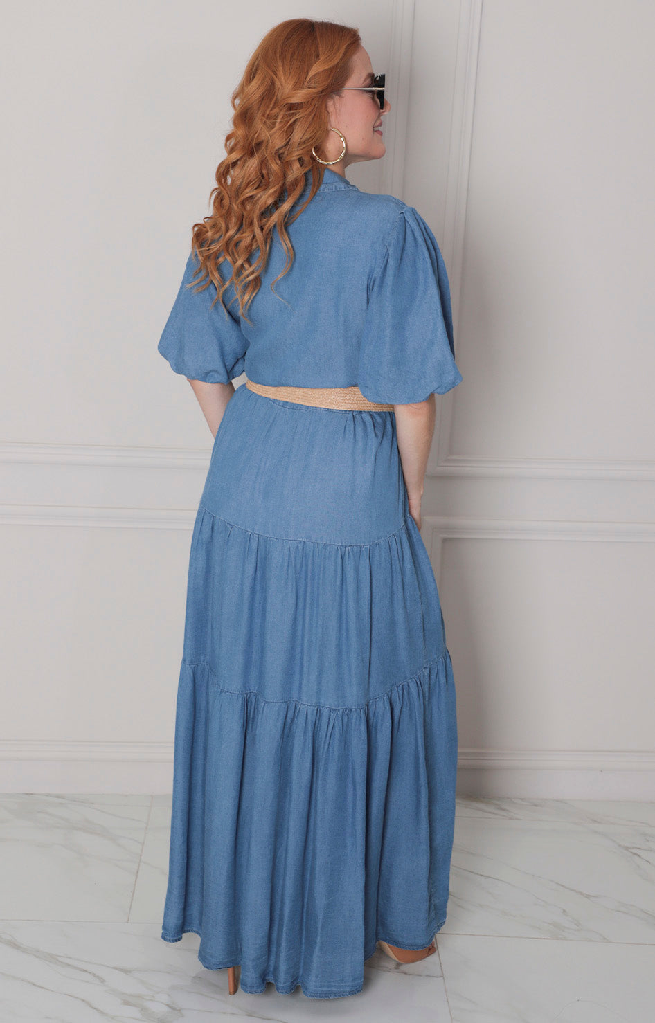 Vestido de mezclilla con x cinturon - VESTIDO LARGO REGULAR Boutiquemirel 