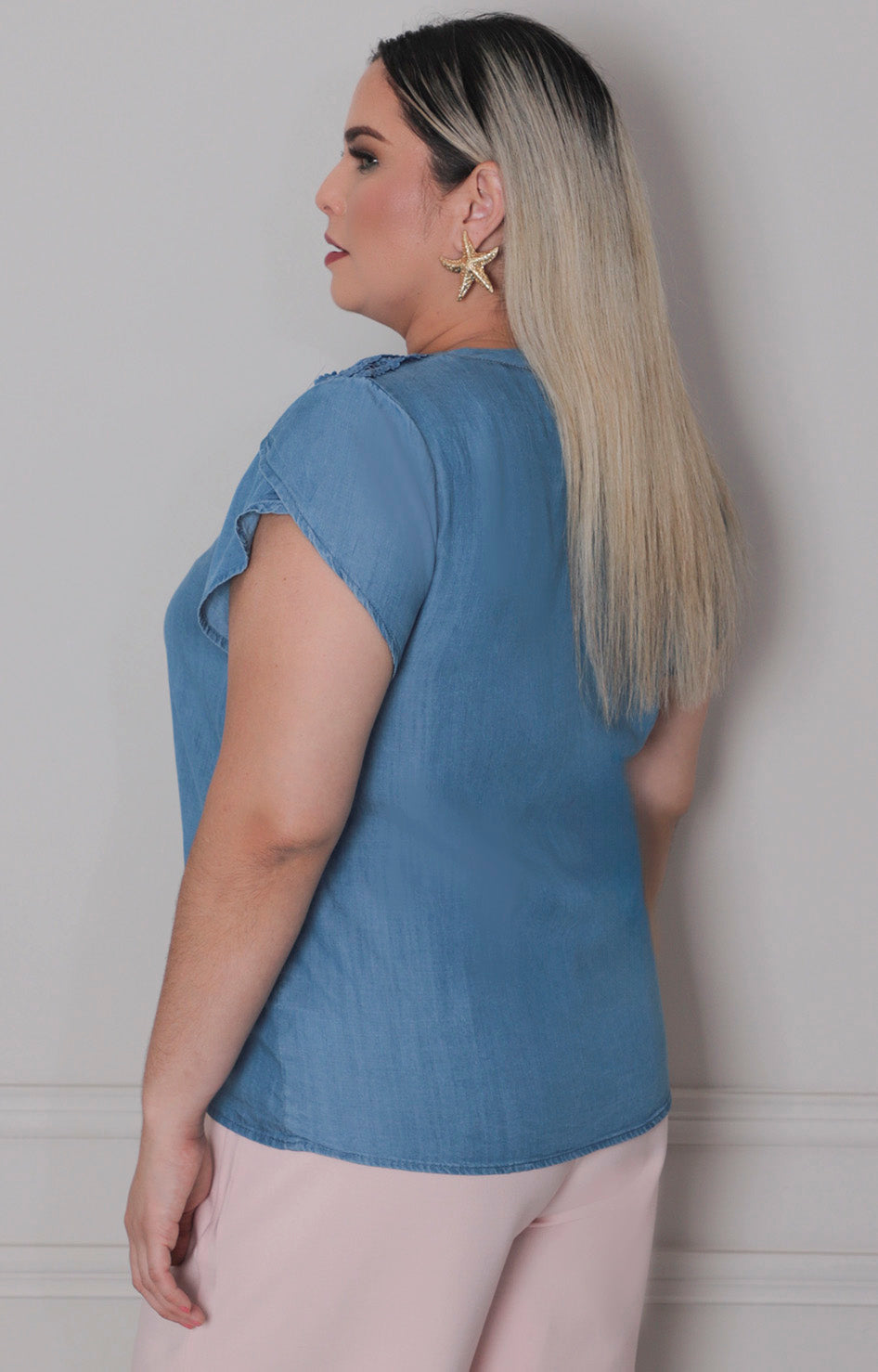 Blusa de mezclilla con mangas - BLUSAS CURVY Boutiquemirel 