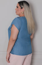 Blusa de mezclilla con mangas - BLUSAS CURVY Boutiquemirel 