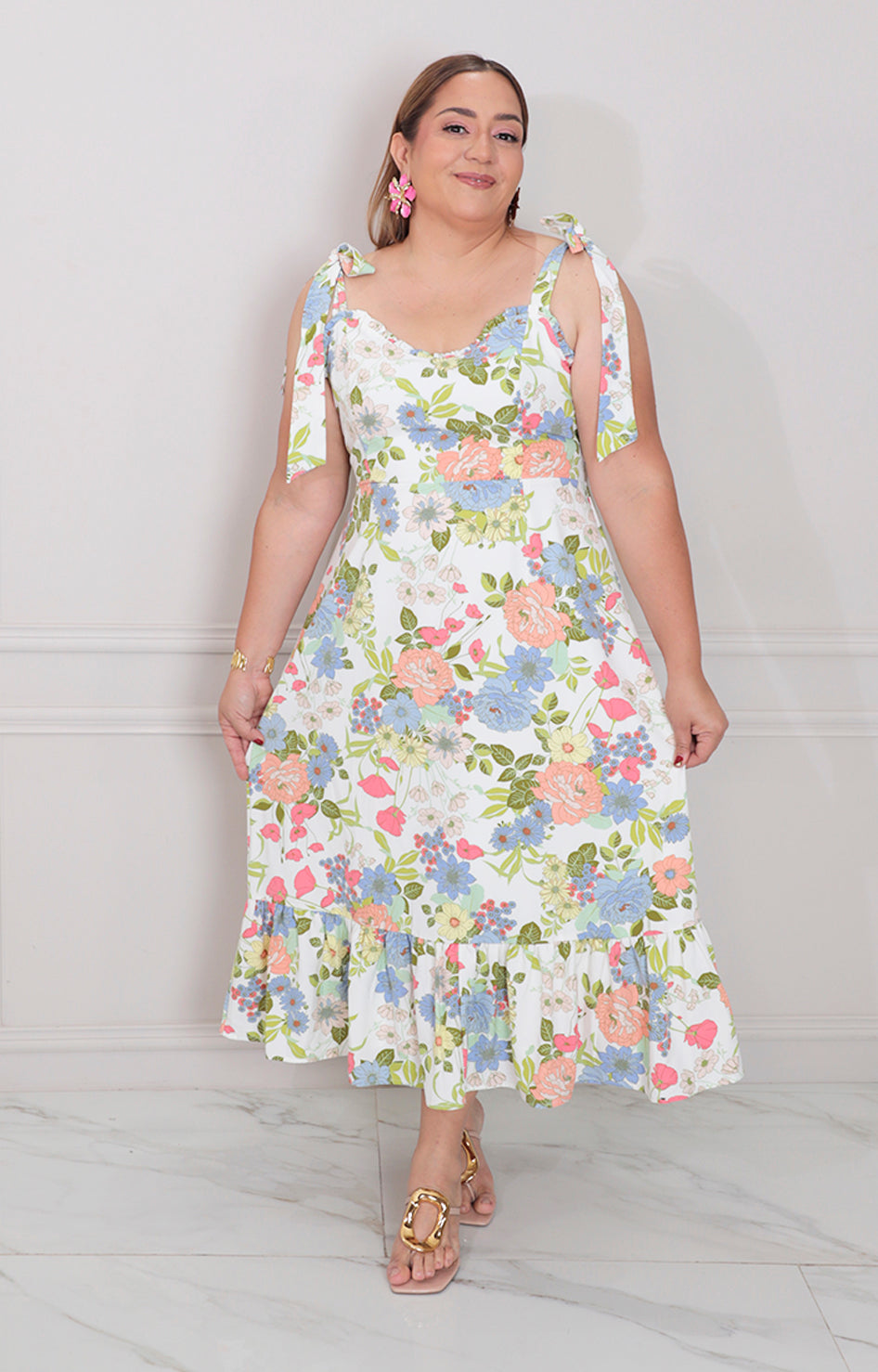 Vestido estampado de tirantes - VESTIDO LARGO CURVY Boutiquemirel 