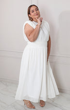 Vestido beige liso - VESTIDO LARGO CURVY Boutiquemirel 