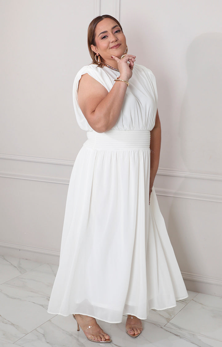 Vestido beige liso - VESTIDO LARGO CURVY Boutiquemirel 