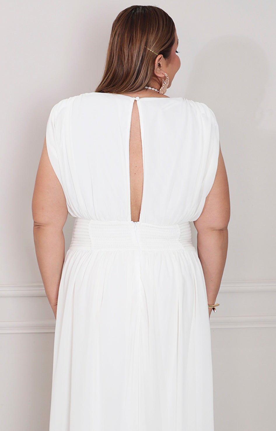 Vestido beige liso - VESTIDO LARGO CURVY Boutiquemirel 