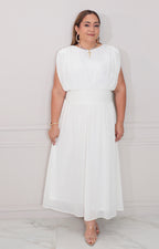 Vestido beige liso - VESTIDO LARGO CURVY Boutiquemirel 