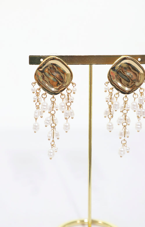Arete largo dorado con perlas - ARETE Boutiquemirel 