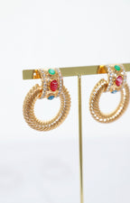Aretes dorados con piedras multicolor - ARETE Boutiquemirel 