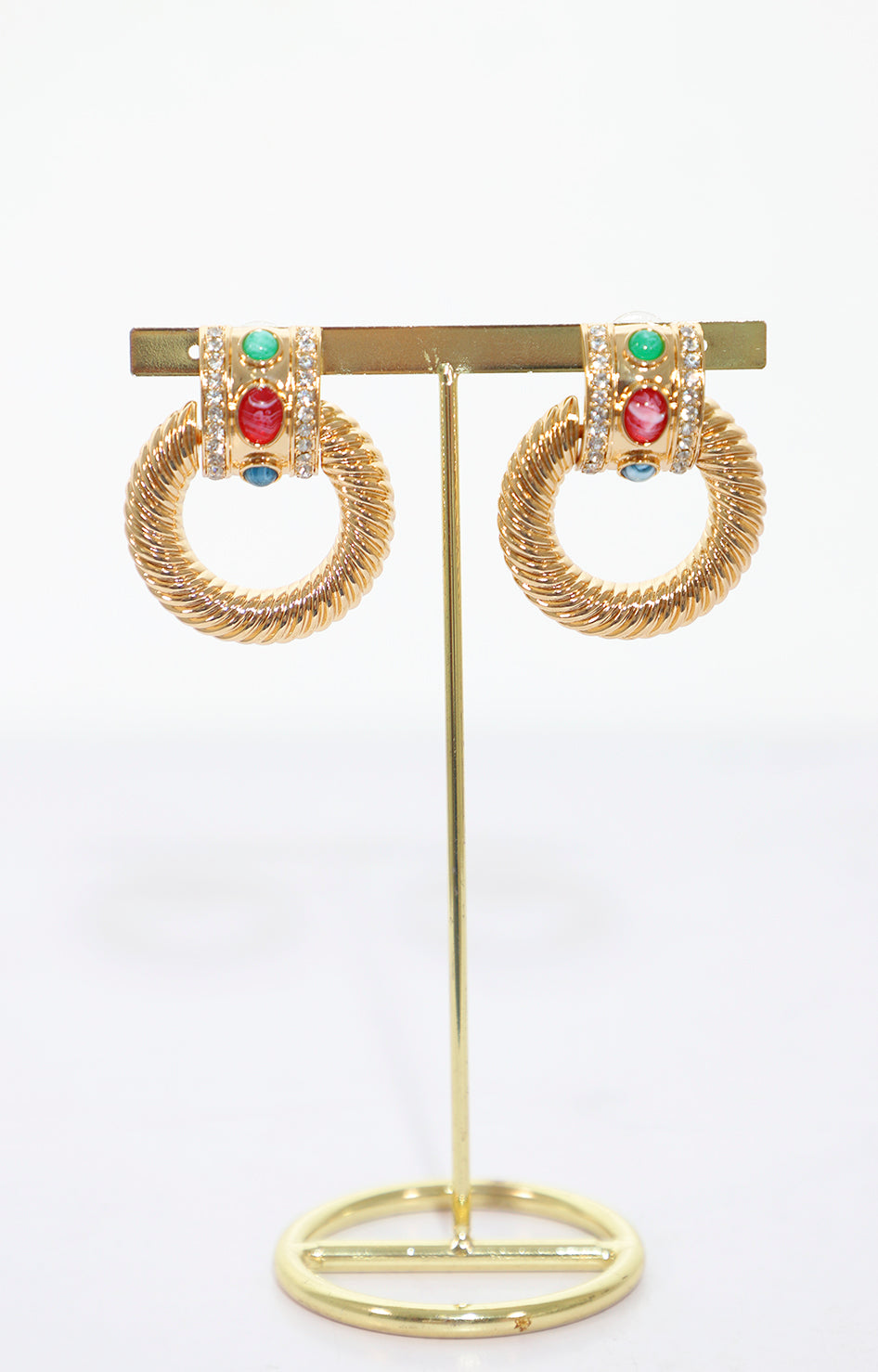 Aretes dorados con piedras multicolor - ARETE Boutiquemirel 