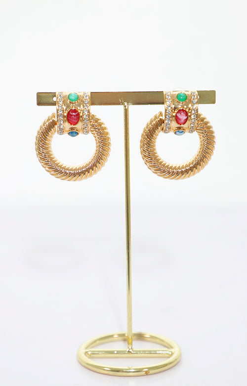 Aretes dorados con piedras multicolor - ARETE Boutiquemirel 
