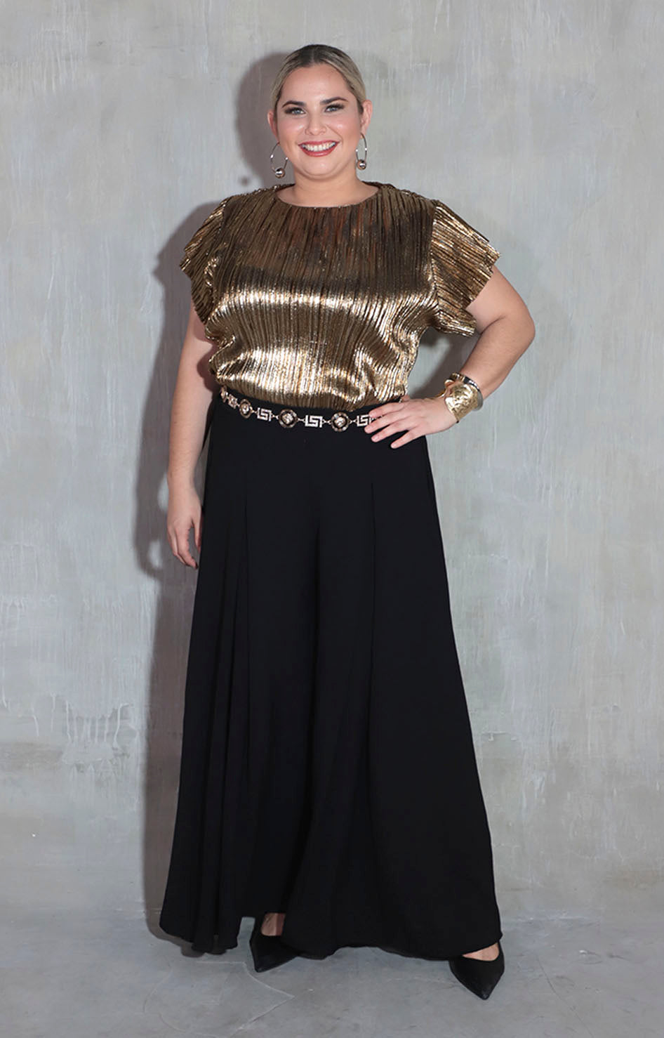 Blusa dorada plisada - BLUSA XL Boutiquemirel 