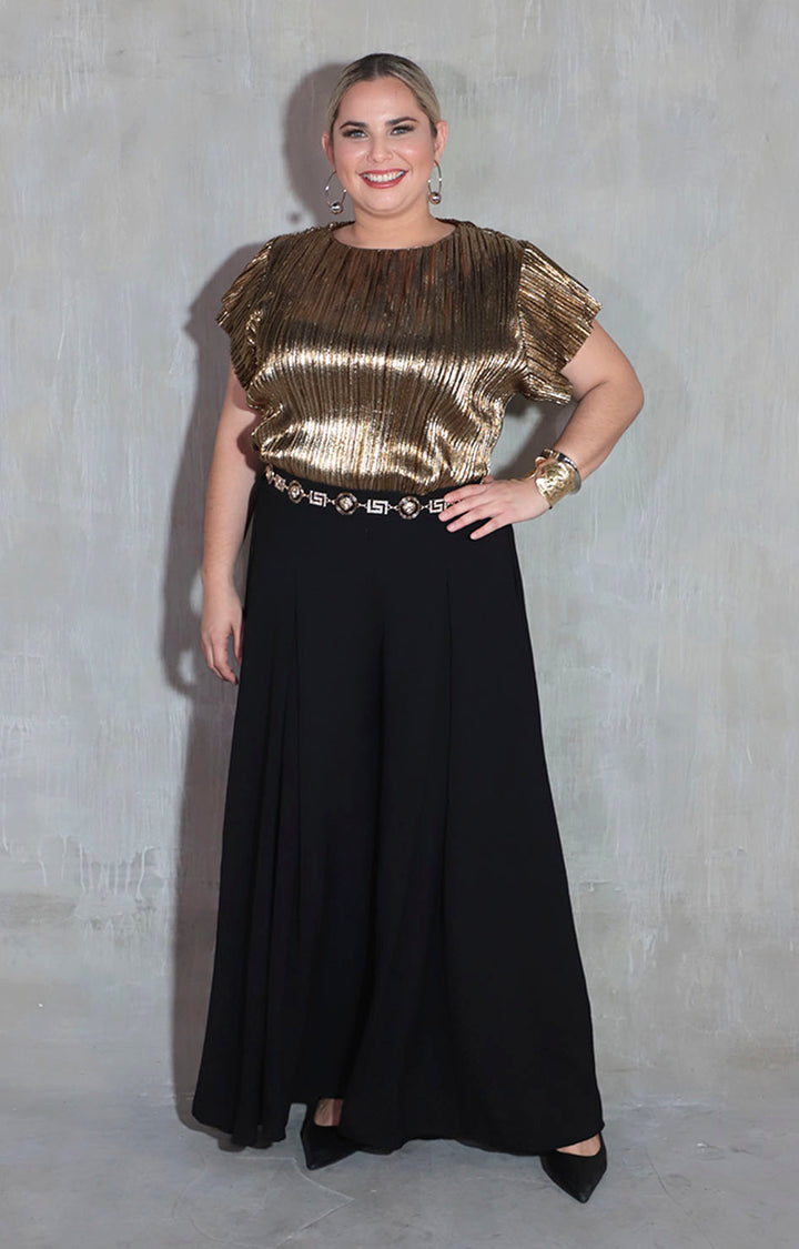 Blusa dorada plisada - BLUSA XL Boutiquemirel 