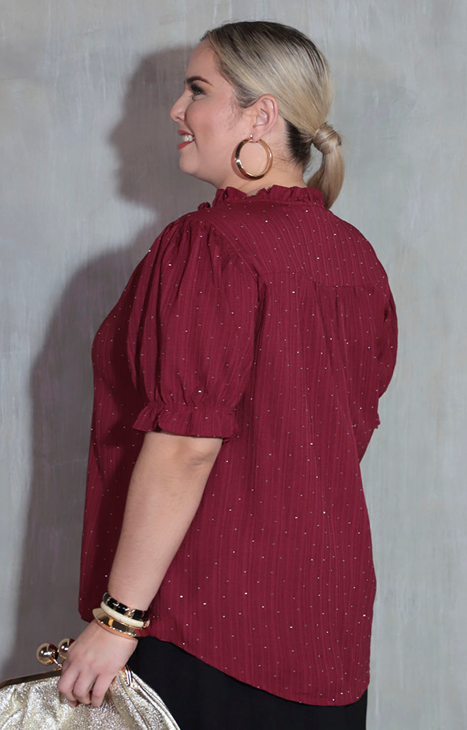 Blusa vino con brillos - BLUSA XL Boutiquemirel 