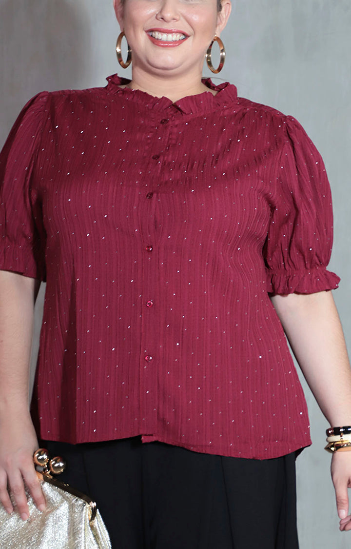 Blusa vino con brillos - BLUSA XL Boutiquemirel 