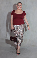 Falda beige estampada - FALDA XL Boutiquemirel 