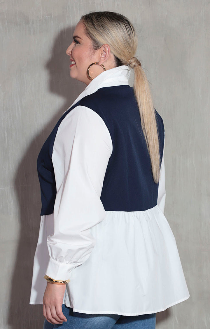 Blusa blanca con chaleco - BLUSA XL Boutiquemirel 