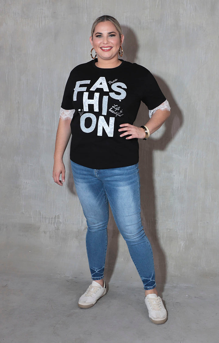 Blusa negra con letras - BLUSA XL Boutiquemirel 