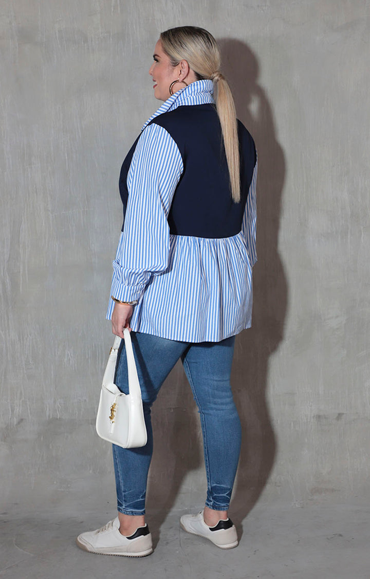 Blusa azul con rayas - BLUSA XL Boutiquemirel 