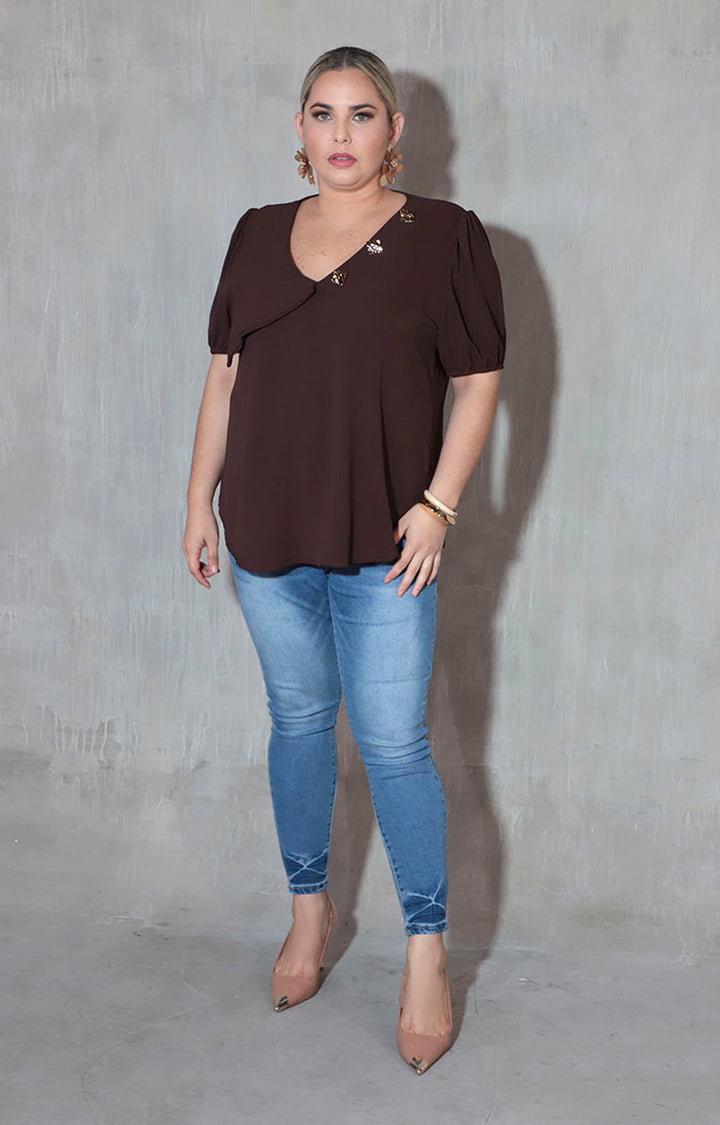 Blusa café - BLUSA XL Boutiquemirel 