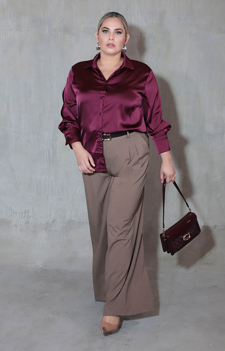 Camisera satinada vino - BLUSA XL Boutiquemirel 