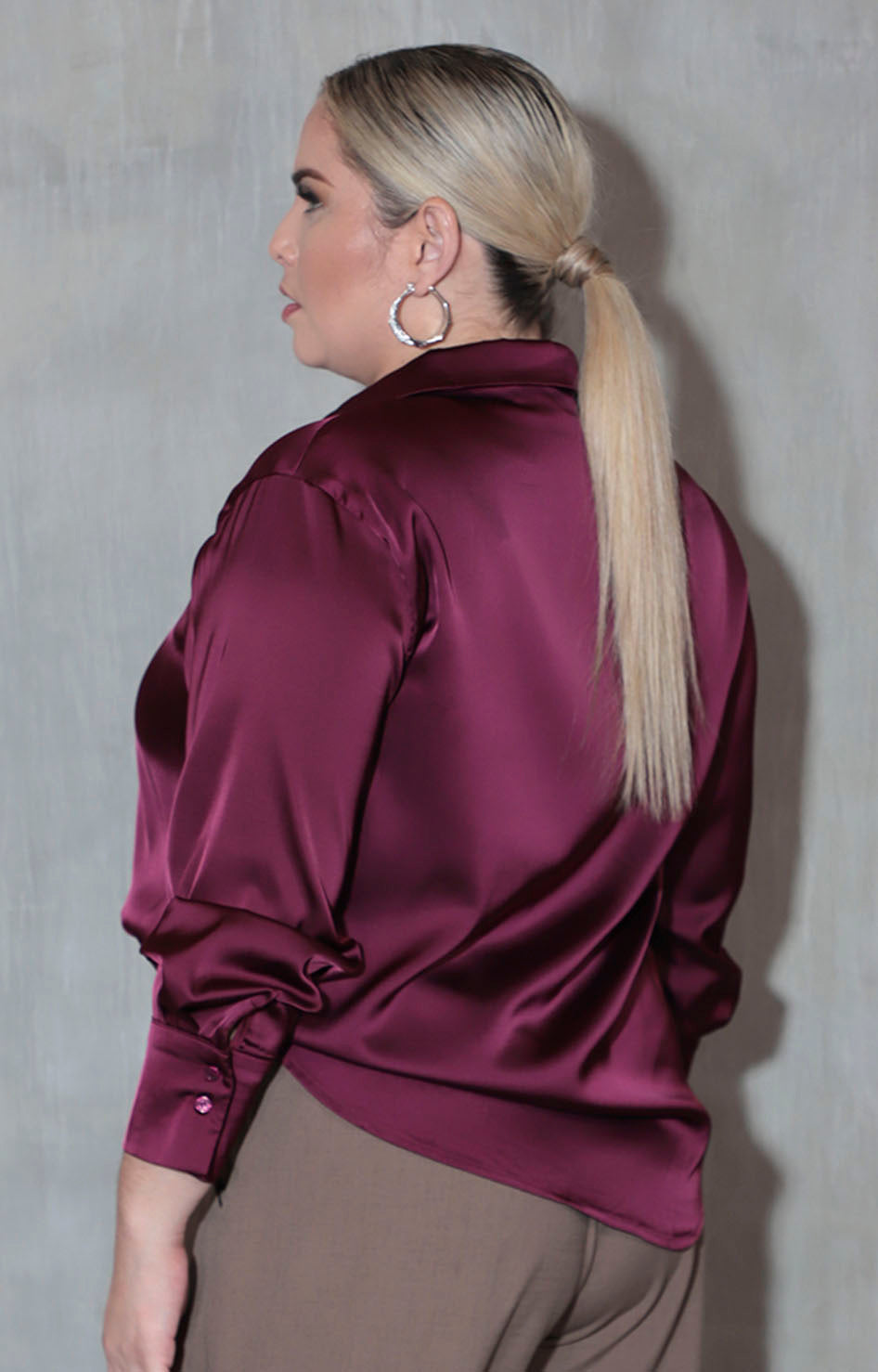Camisera satinada vino - BLUSA XL Boutiquemirel 