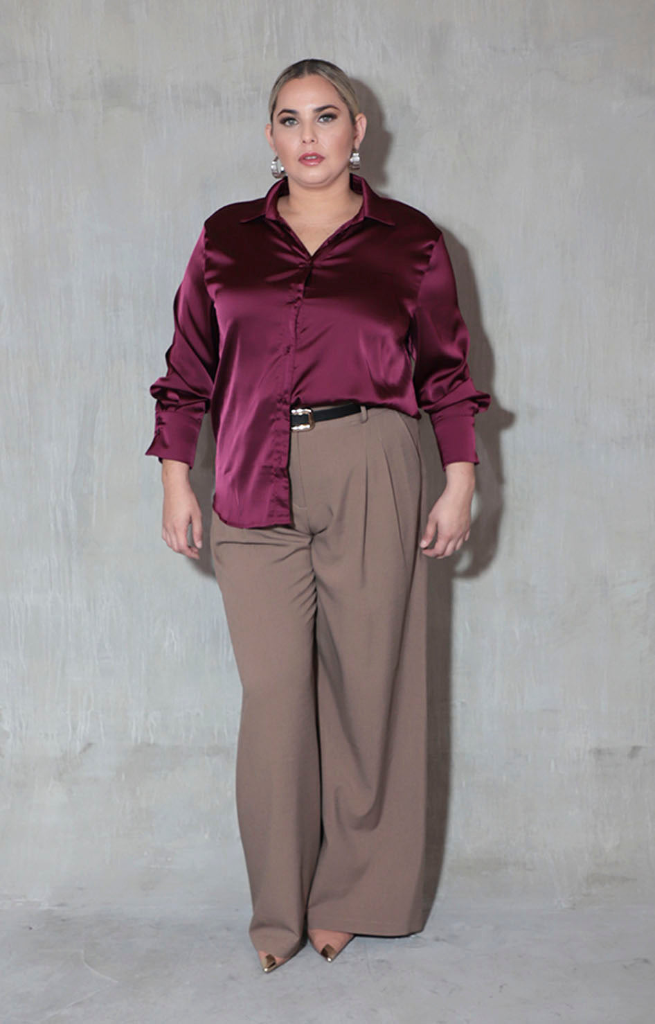 Camisera satinada vino - BLUSA XL Boutiquemirel 