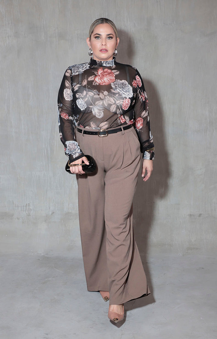 Blusa negra con flores - BLUSA XL Boutiquemirel 