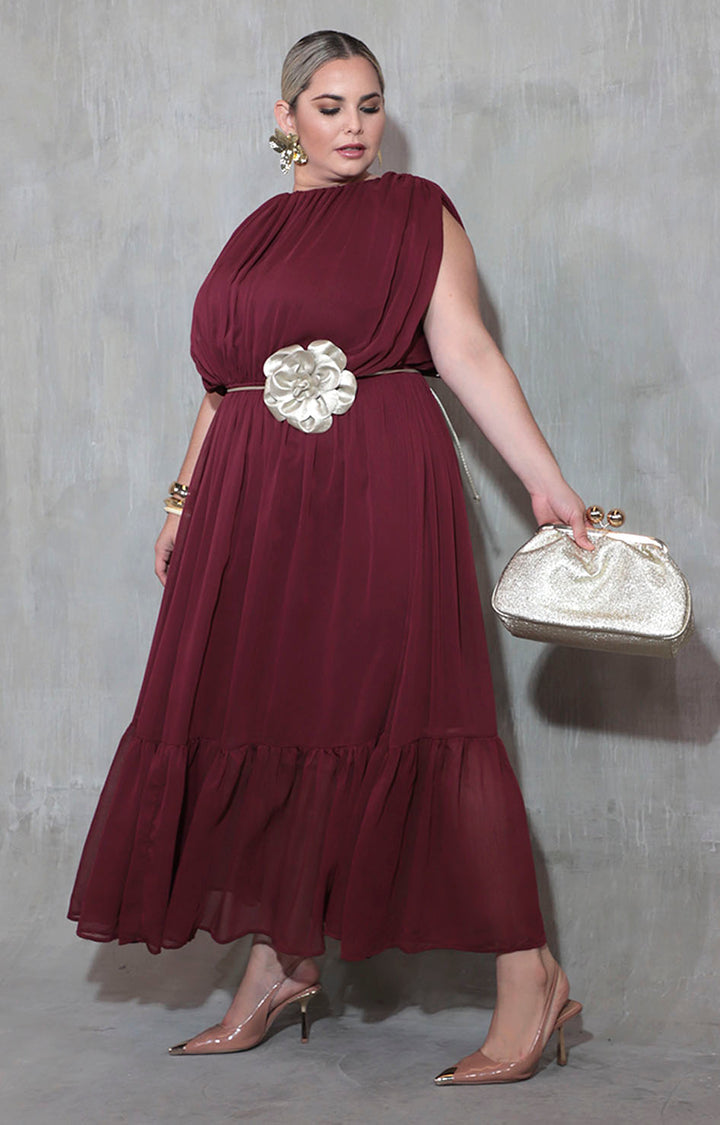 Vestido plisado vino - VESTIDO XL Boutiquemirel 