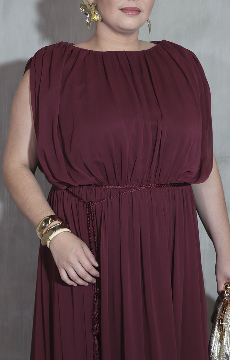 Vestido plisado vino - VESTIDO XL Boutiquemirel 