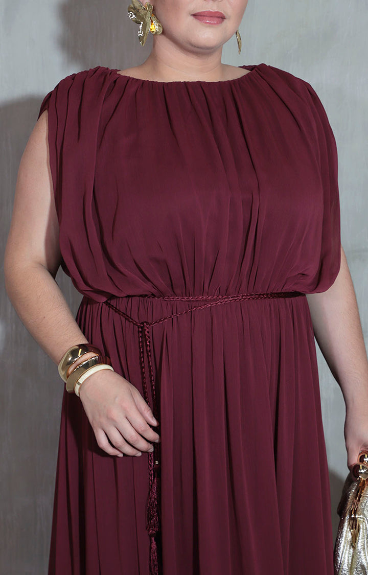 Vestido plisado vino - VESTIDO XL Boutiquemirel 