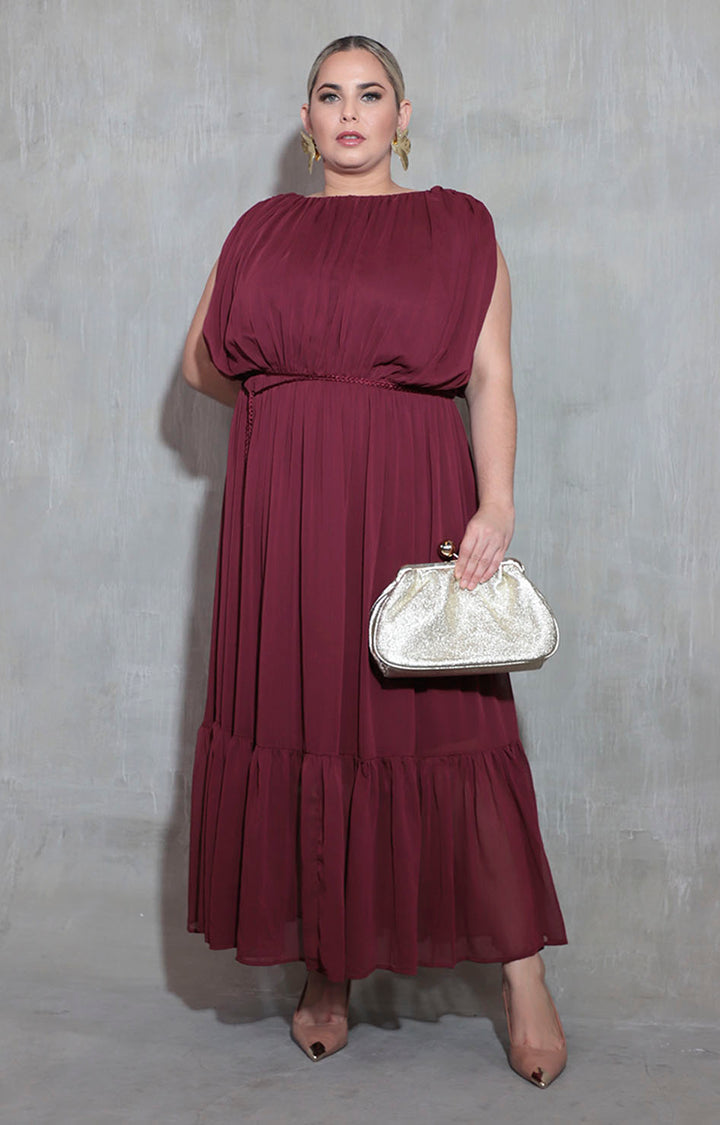 Vestido plisado vino - VESTIDO XL Boutiquemirel 