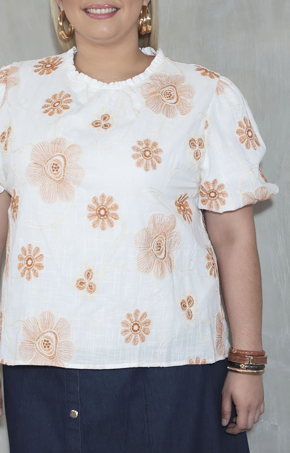 Blusa beige bordada - BLUSA XL Boutiquemirel 