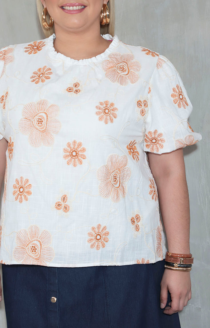 Blusa beige bordada - BLUSA XL Boutiquemirel 